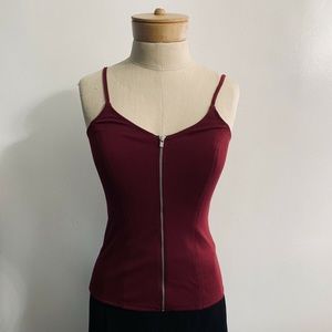 EXPRESS Burgundy Red Zipper Front Cami